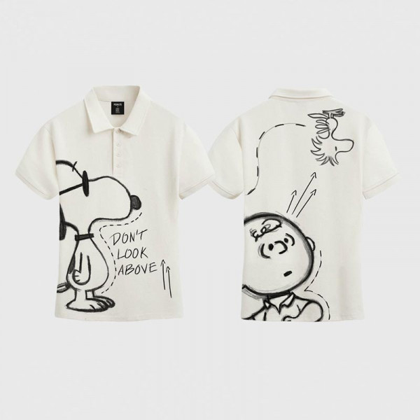 POLO BLANCO SNOOPY - SERIGRAFIADO EN GRIS